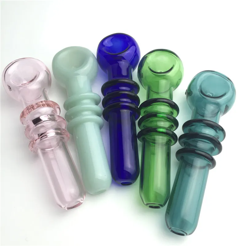 Pipe a mano in vetro Pyrex spesso con vetro trasparente colorato rosa verde blu erba secca di tabacco