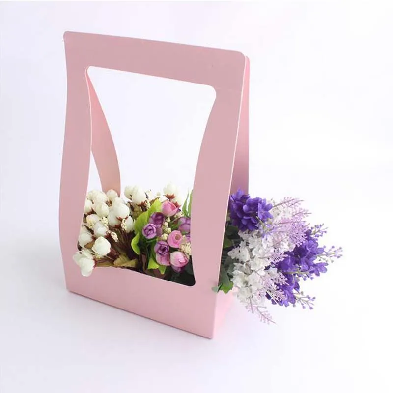 Yeni çiçek ambalaj kağıdı el - tutulan hediye kutusu katlanır dikdörtgen ambalaj çiçek sepeti ev dekor parti malzemeleri2534
