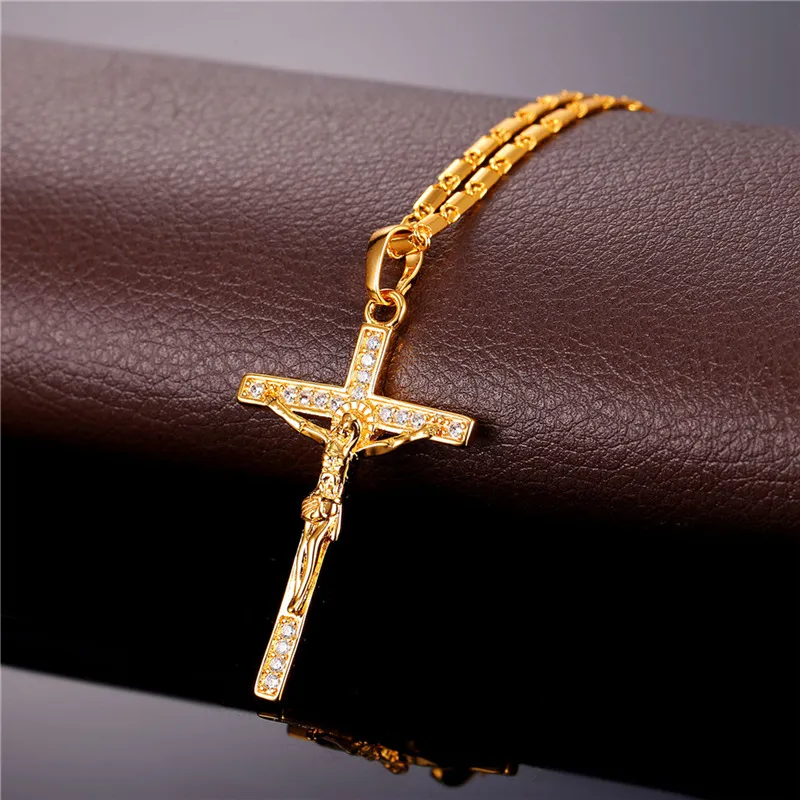 Crucifix Cross ketting hanger voor vrouwen mannen platina plated 18k echte vergulde sieraden met kubieke zirkonia