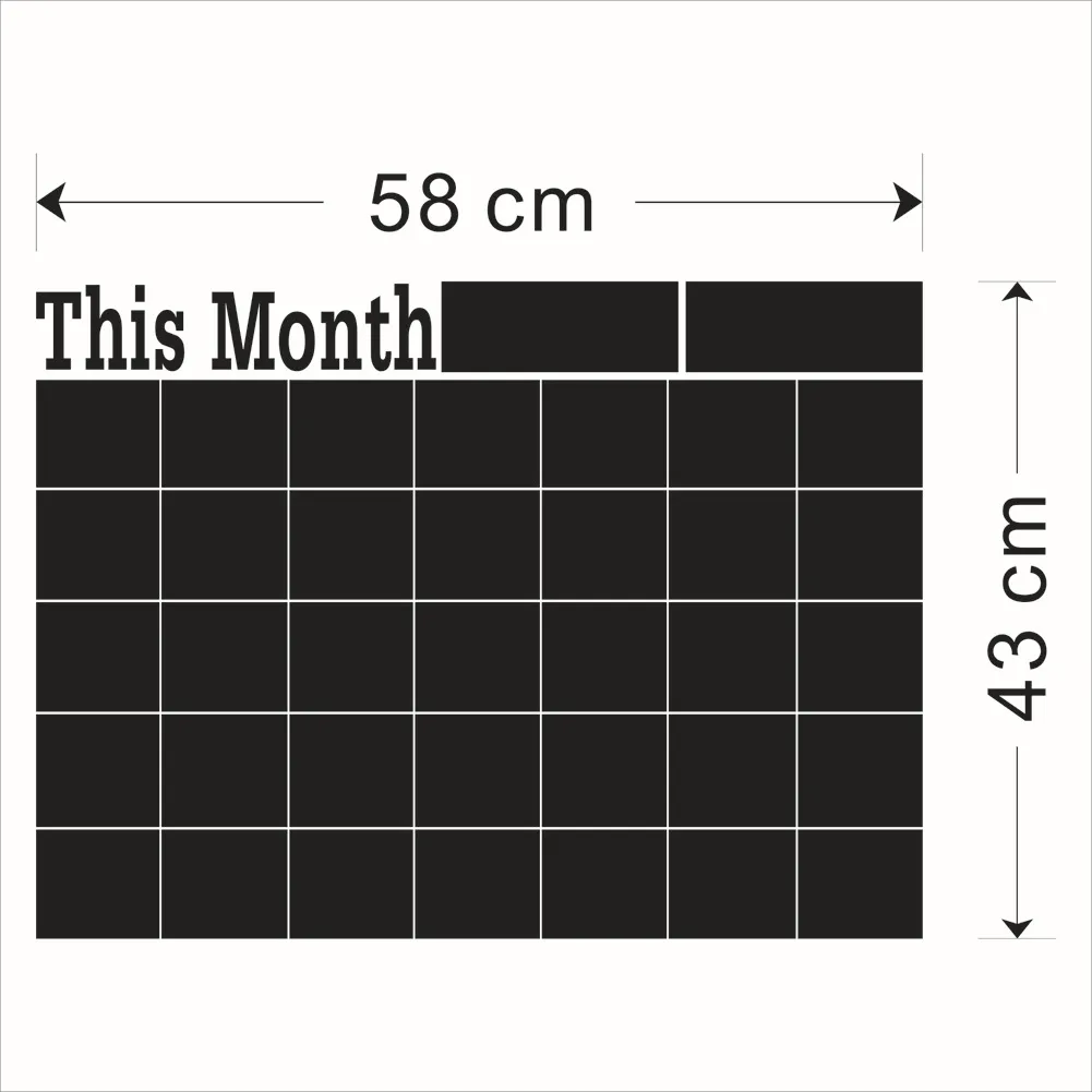 2020 Ny denna månad Blackboard Stickers Wall Sticker Monthly Plan Calender Black Wall Stickers Office School Supplies 46,5*58,5 cm 7