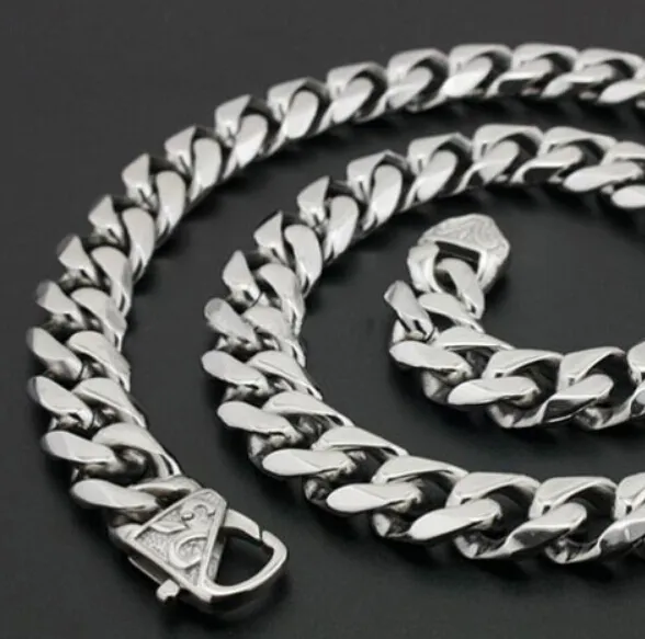 High Quality Jewelry 316L Stainless Steel men's 13mm 15mm Curb Chain Link Necklace Vintage Clasp for Men's Gifts 20 in273a