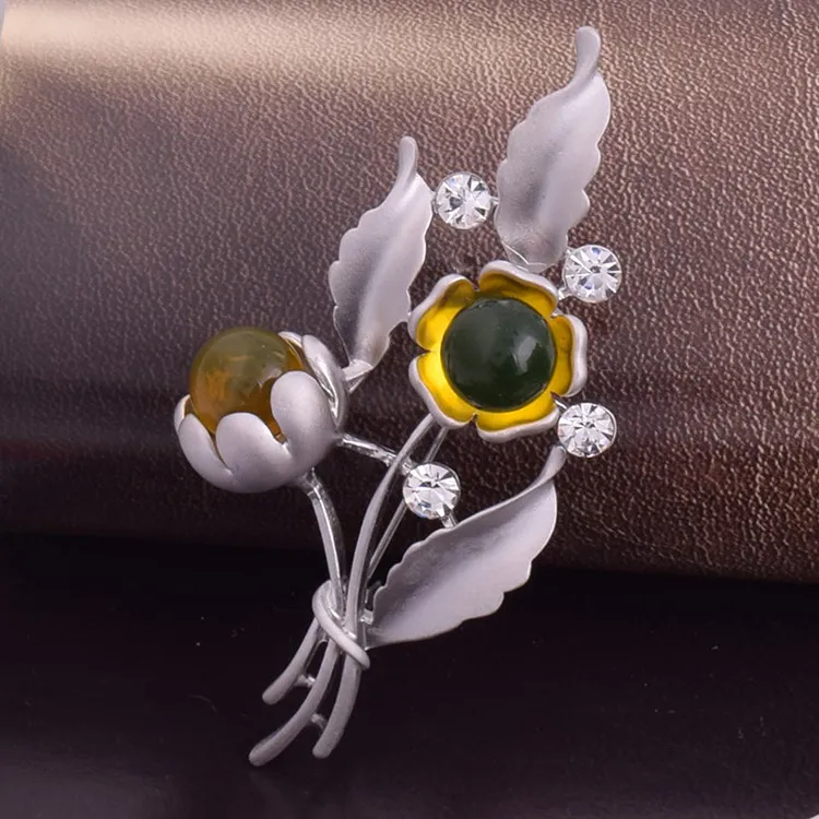 Vintage Rhinestone Brooch Pin Gold-plate Alloy Sunflower Jewelry Brooch corsage for bridal wedding invitation costume party dress pin gift