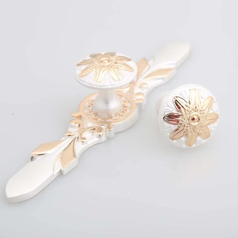 Europen modern ivory white furniture handles silver drawer cabinet knobs pulls gold dresser handle plane Vertical