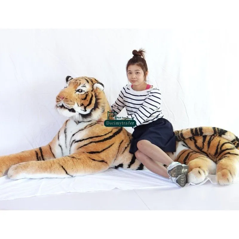 Dorimytrader Simulation Domineering Animal Tiger Plush Toy Jumbo Amazing Realistic Tigers Collection Photography props Home Deco 87inch