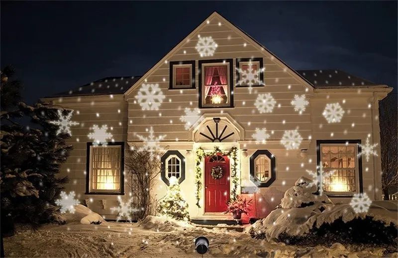 Jullaserljusprojektor Snöklampor Snowflake LED-scenljus för festlandskapsbelysning Trädgårdslampa utomhus