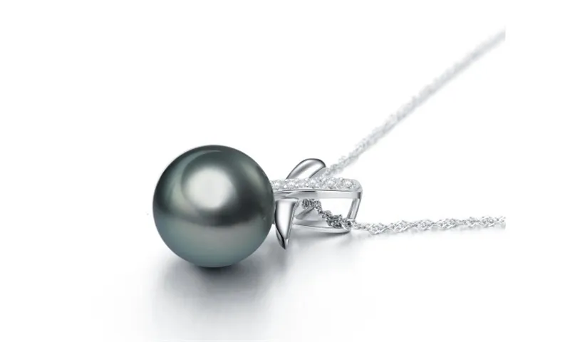 Yhamni Real Original 925 Sterling Silver Necklace Natural Freshwater Black Pearl Pendant Halsband Bröllop Smycken För Kvinnor NG07