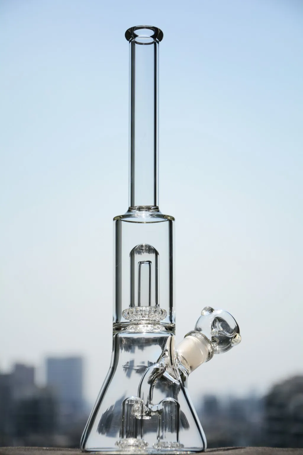 hookahs Thick Straight Beaker Bong Unique 3 UFO Perc Glass Recycler Dome Percolator Heady Dab Rigs Bubbler with 18 mm joint