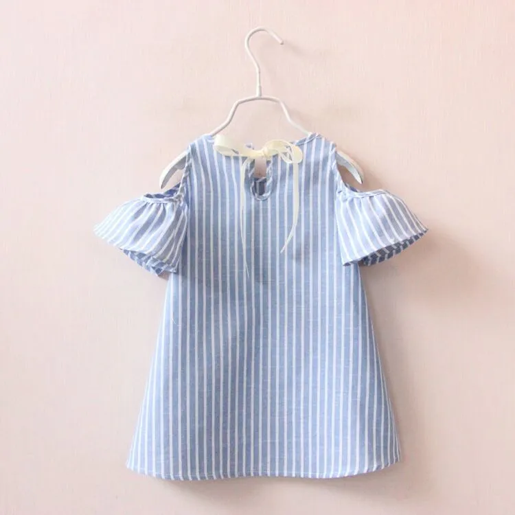 Sommarstil bomullsflickor klänning baby flicka casual striped klänningar för tjejer barnkläder Vestidos infantis toddler tjej kläder