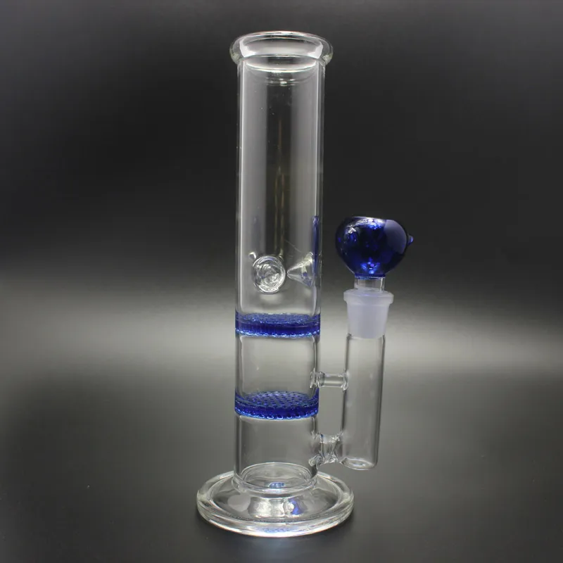 Double Perc Glass Bongs With Ice Catcher 10 Inch Straight