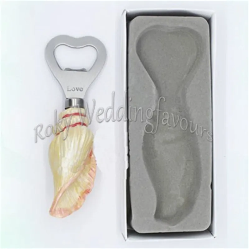 Gratis verzending 50 stks kwaliteit sea shell fles opener strand thema bruiloft gunsten verjaardagsfeestje keepsake bruids douche ideeën