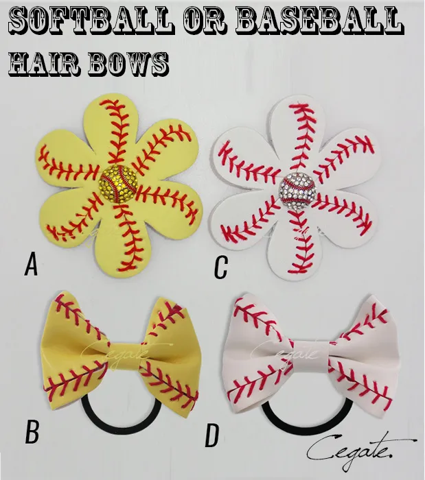 2016 Softball Flor estilo misto Softball Flor Acessório e grampo de cabelo, arcos de cabelo softball, beisebol hairbow arcos com elástico