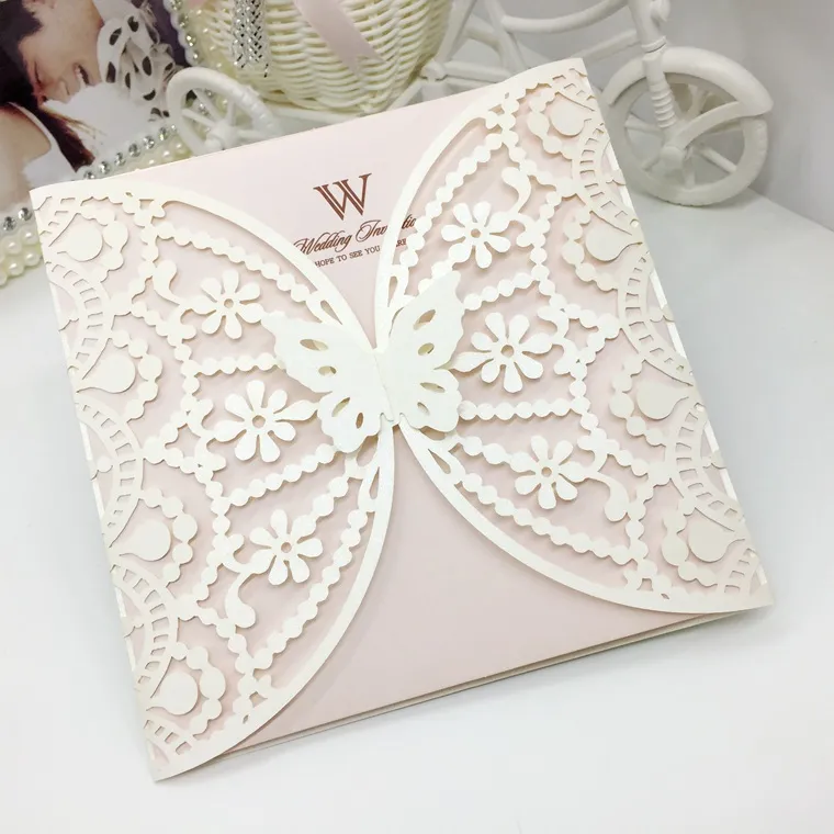 wedding invitations laser cut wedding invitations cards chinese wedding invitations butterfly greeting cards with Inside and Envelope label