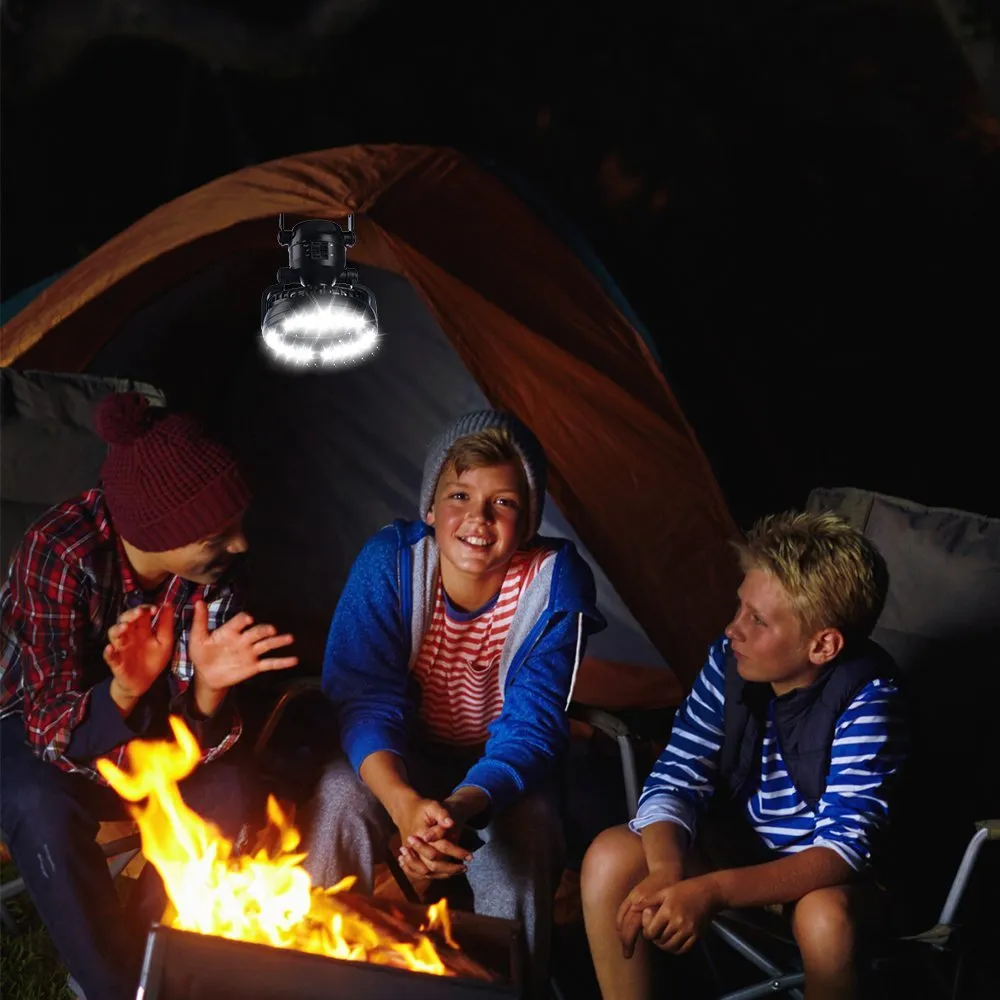 Camping Lanterns Combo Lantern Fan, 2-i-1 18 LED ficklampa takfläkt för utomhus vandringsfiskeavbrott nödsituationer tält