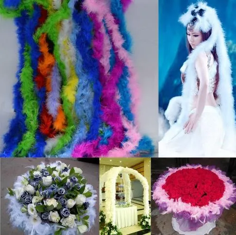 Bruiloft Feest DIY Decoraties Veer Boa 2 meter Fancy Dress Hen Night Party Burlesque Sjaal Cadeau Bloem Boeket wrap accessoire kleurrijk
