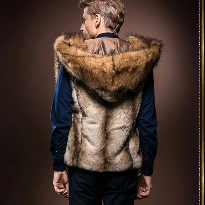 Mens vest clearance with fur hood