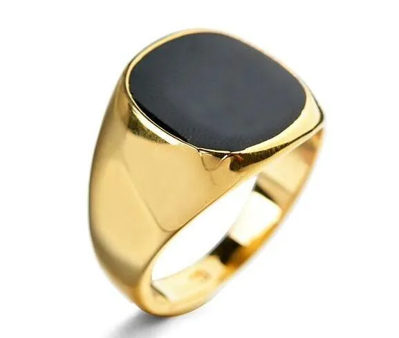 Nueva moda de alta calidad 18 K oro y plata plateó el anillo de los hombres del esmalte para hombre varón anillo Anel Fashion Health Jewelry