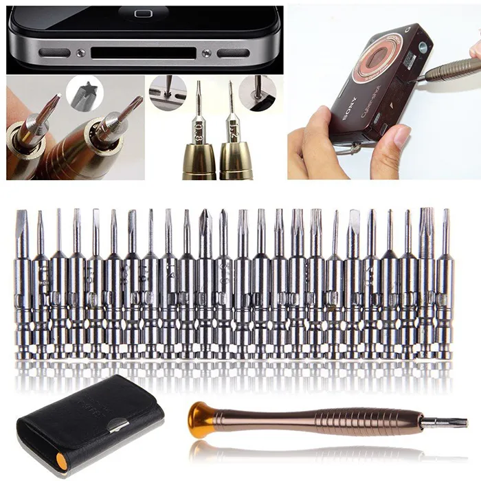 Comincan 25 in 1 phone Repair Pry Tool Kit Opening Tools Star Torx Pentalobe Screwdriver for iP 4 4S 5 5S Mobile cellphone
