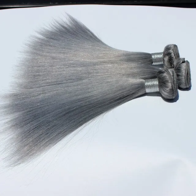 Brasilianisches Echthaar, graue Bündel, 264 cm, unverarbeitetes brasilianisches, peruanisches, indisches, malaysisches, kambodschanisches glattes Haar, Verlängerung 7912744