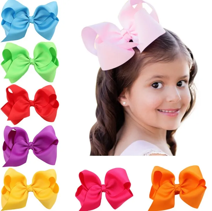 16 Fasce per capelli con fiocco colorato Fiocchi per capelli solidi Copricapo per bambine Accessori per capelli per neonate Clip per fiocco