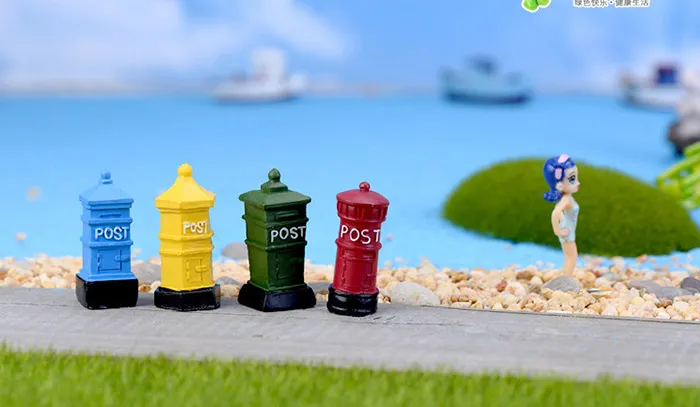 30 sztuk MOQ Hurtownia śliczna żywica przypominają retro postbox w kształcie bonsai dekoracja ogród wróżka miniaturowa używana w ogrodzie gospodyni