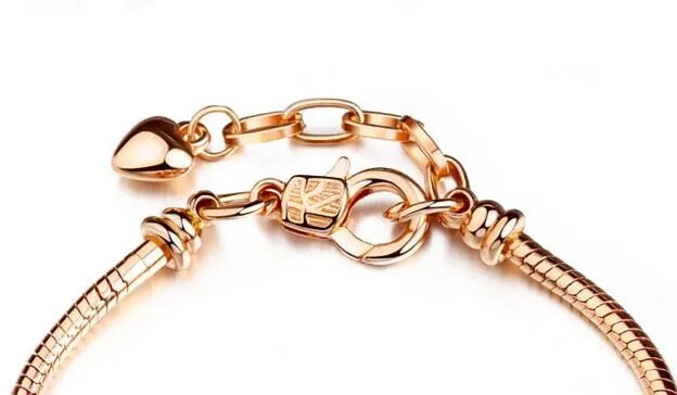 mode cuivre Rose or chaîne homard fermoirs Bracelet ajustement européen charmes perles bricolage fabrication de bijoux 18 cm 20 cm3298898