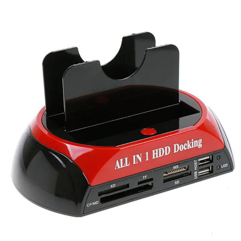 2.5 "3.5" SATA / IDE 2 Dock HDD Docking Station e- SATA / Hub Contenedor de almacenamiento externo Piezas 20PCS / LOT Free