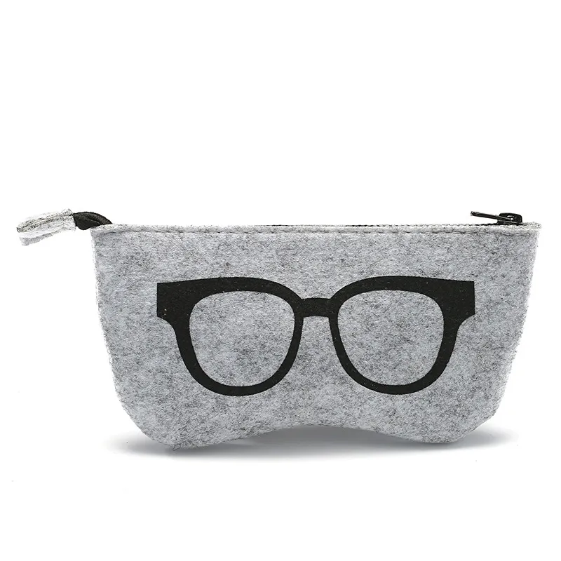 Nya glasögon Wool Felt Kvinnor Män Solglasögon Väska Fashion Zipper Eyeglasses Case Multi-Purpose Felt Väska Färgglada grossist 100st