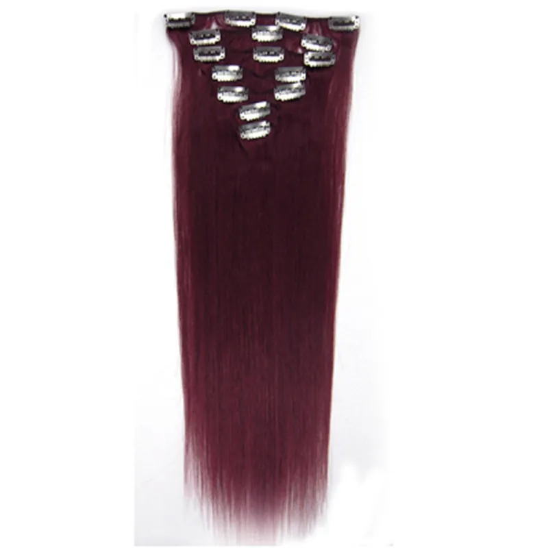 Clip In Human Hair Extensions Double Drawn Fashionable Burg Clip In Human Hair Extensions Clip Hair