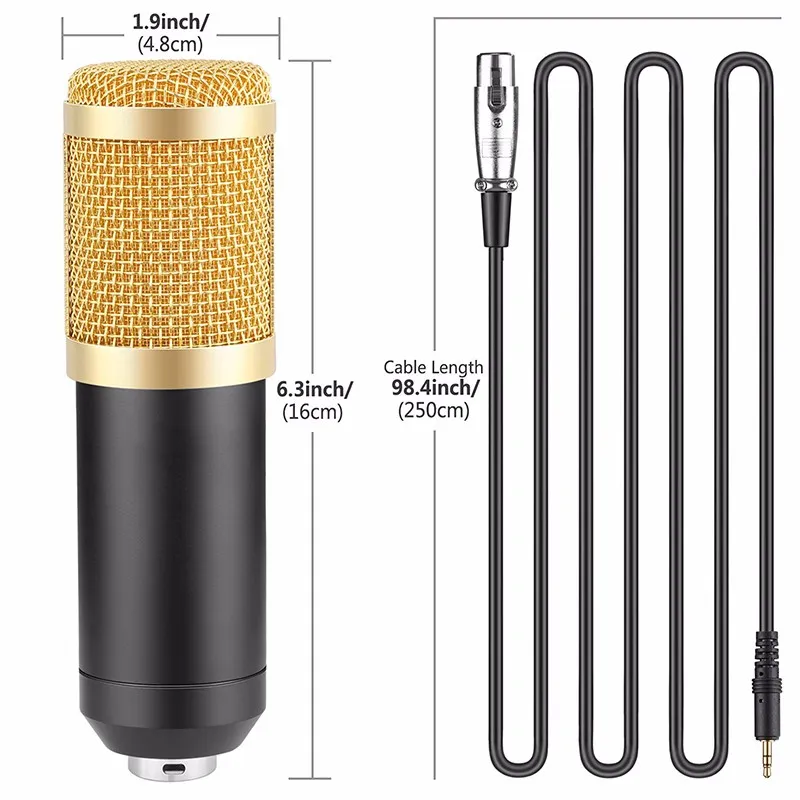 Großhandel Neues BM-800 Kondensatormikrofon Tonaufnahmemikrofon mit Shock Mount Radio Braodcasting-Mikrofon für Desktop-PC BM800