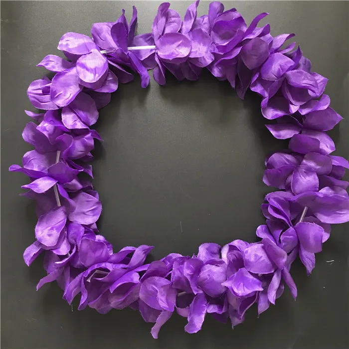 Multi-Color Hawaiian Hula Leis Festive Party Garland Necklace Flowers Wreaths Artificial Silk Wisteria Garden Hanging Flowers