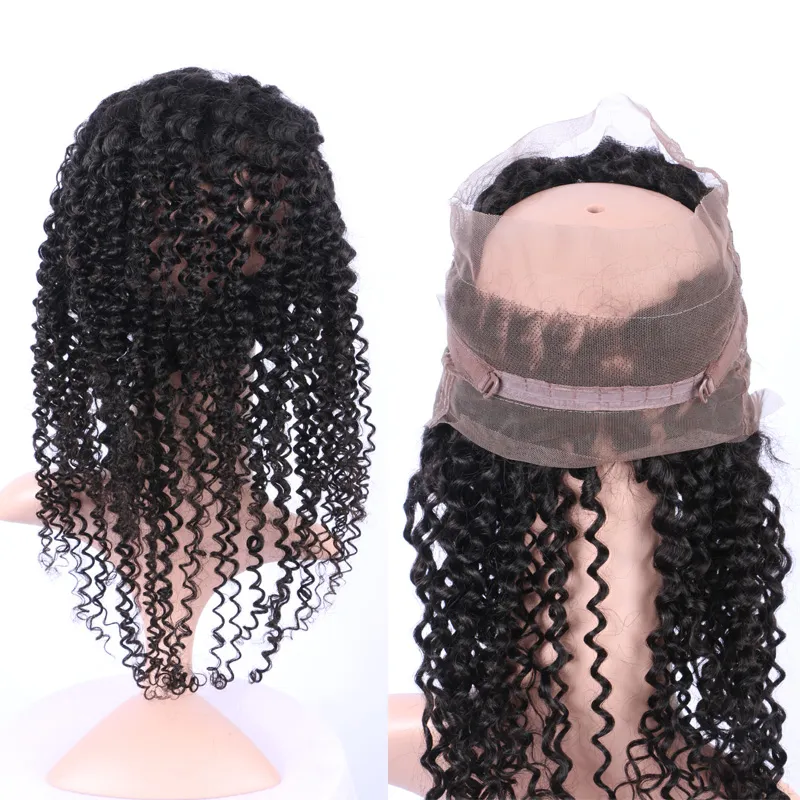 Афроамериканец 360 Band Full Lace Frontal Closure 22 * 4 * 2 Afro Kinky Curly Brasil Human Hair 360 Lace Frontal For Black Woman