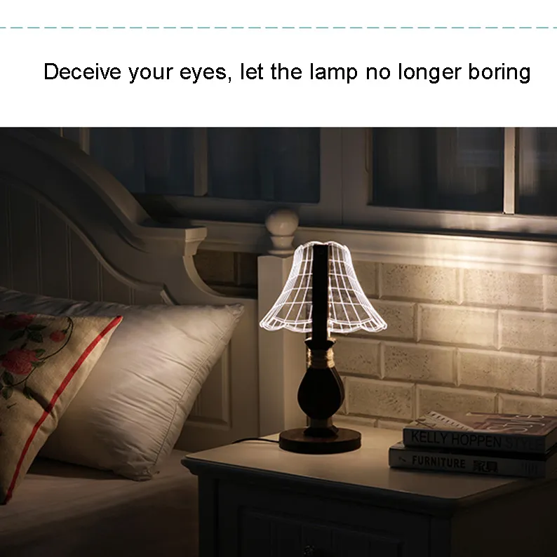 Lampada da tavolo in legno fatta a mano con luce notturna 3D LED in acrilico trasparente la decorazione degli occhi regali creativi tridimensionali visivi