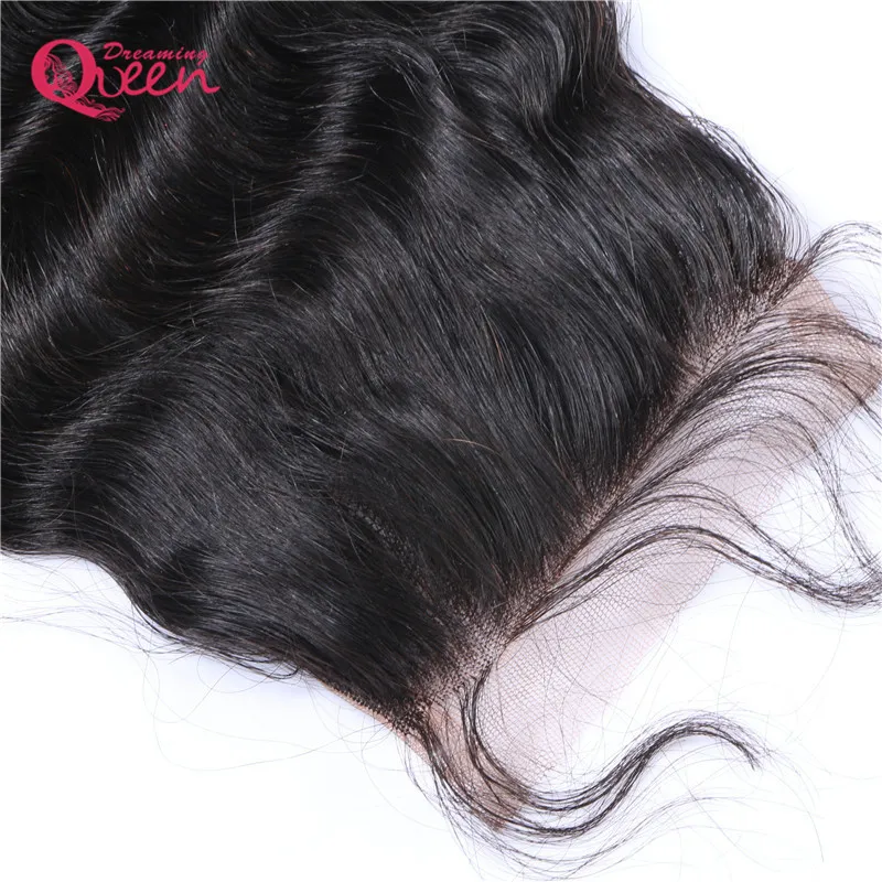 Brazilian Deep Wave Lace Encerramento Brasileiro Virgem Humano Cabelo Natural Natural Cabeleireiro 4x4 Fechamento De Cabelo Pode ser tingido Natural Preto