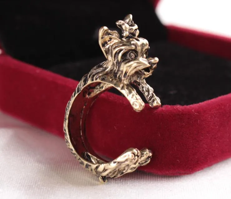 Anillo de dedo con apertura para perro Terrier exagerado con personalidad estilo gótico Vintage Unisex joyería G899228x