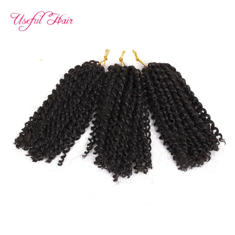 Black 8inch Malibob Cabelo Crochet Para Mulheres Pretas Kinky Curly Marley Trançado Extensão de Cabelo Sintético 3 Pçs / lote Crochet Tranças Marlybob Cabelo