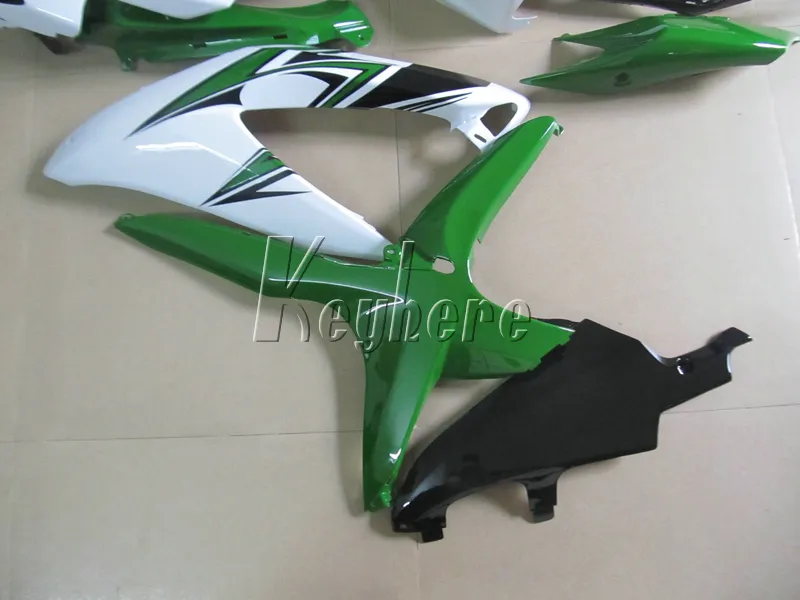 Injektionsgjutna ABS plastfeedningar för SUZUKI GSXR600 08 09 10 Grön Vit Bodywork Fairing Kit GSXR750 2008 2009 2010 OI33