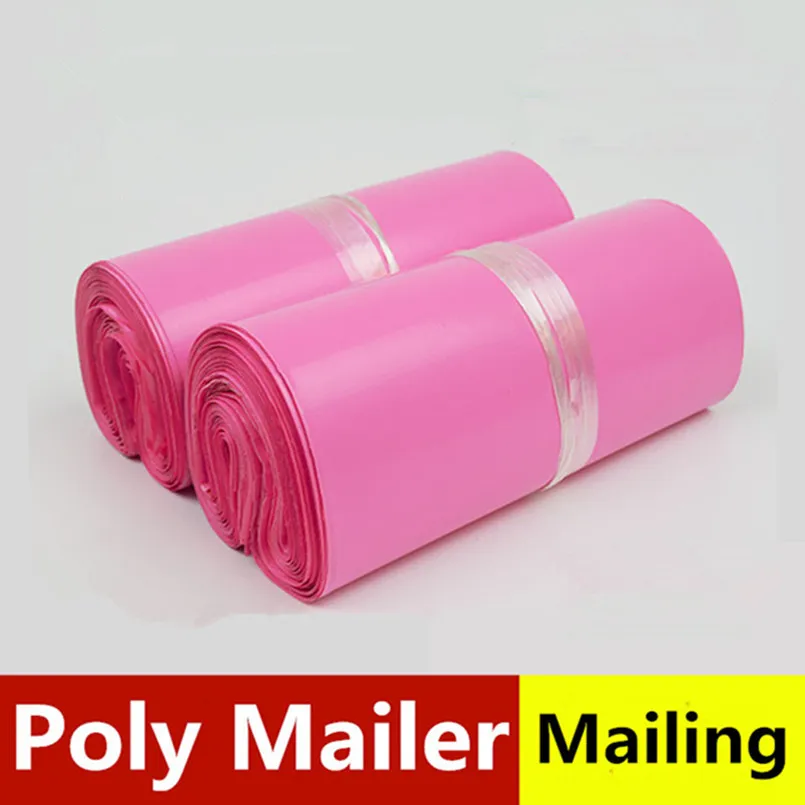 32 * 45 cm Rosa poli mailer envio sacos de embalagem de plástico Lot produtos de correio por fontes de armazenamento Courier mailing auto pacote adesivo