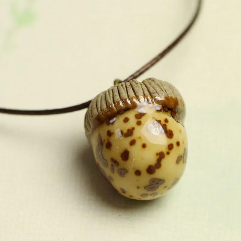 High quality Necklace small fresh acorn short paragraph wild ceramic jewelry WFN492 with chain a 