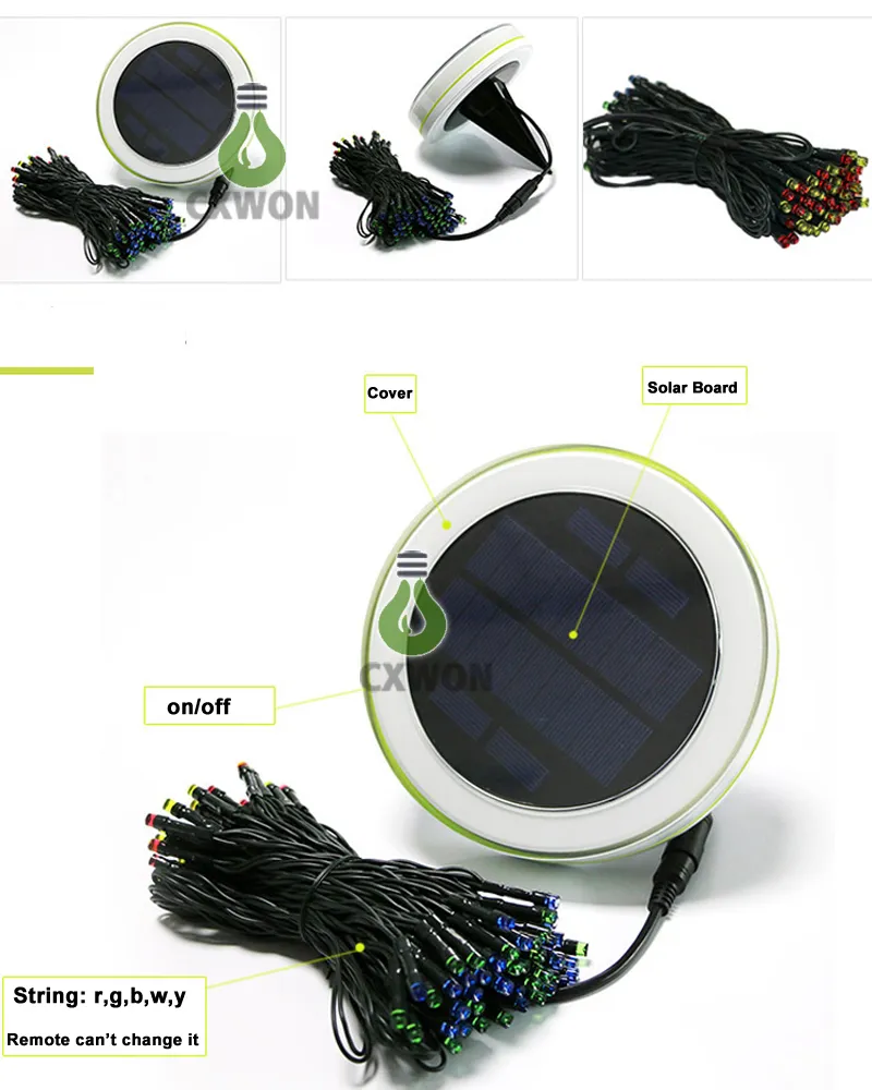 مصباح العشب الشمسي مع 10M 100 المصابيح RGB أضواء سلسلة احتفالية في الهواء الطلق الصمام عيد الميلاد ضوء الزخرفية فانوس للماء