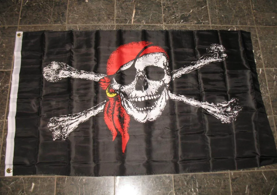 Drapeau Pirate Jolly Roger Crâne Os Tête de mort - 90*150 cm - Polyester &  Nylon