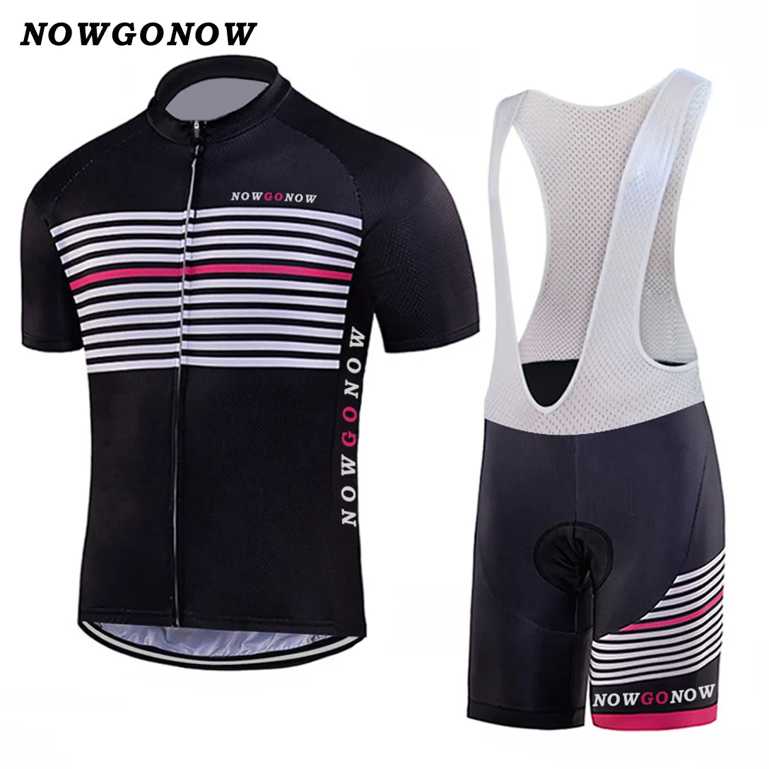 wholesale Maglia ciclismo uomo 2017 set abbigliamento squadra linea abbigliamento bici nero pro riding road mountain maillot NOWGONOW pantaloncini con bretelle in gel china