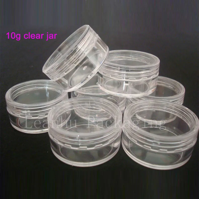 10g X 100 vazio pequeno frasco de plástico frascos de recipientes com cor transparente para armazenamento, claro creme de estanho para pele creme nail art
