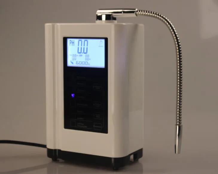 Nyaste alkaliska vatten joniserare, vatten joniserare maskin, display temperatur intelligent röstsystem 110-240V guld blå vit
