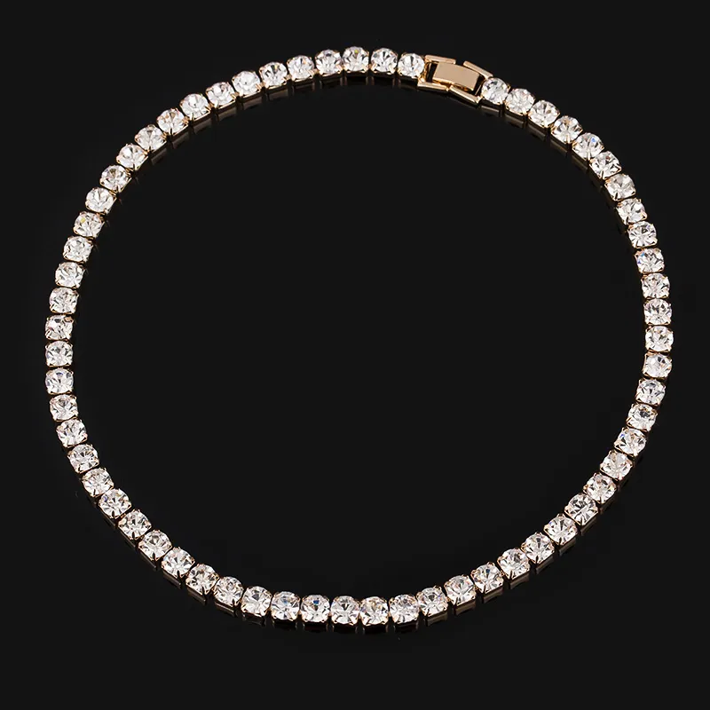Novas mulheres tênis cristal strass colar colar sliver chapeado corrente colares pingentes para menina casamento aniversário jóias gif211q