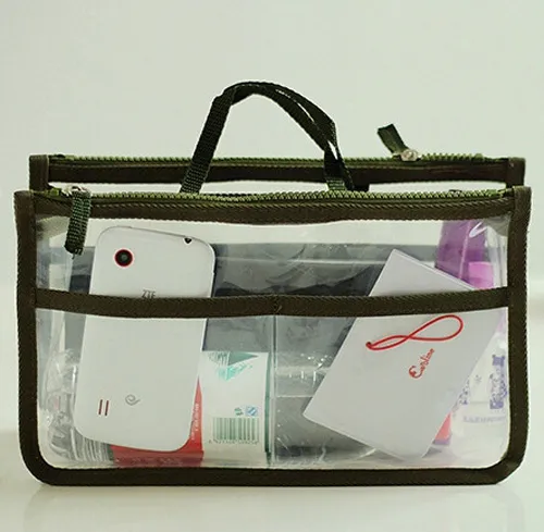 /ロット2017バッグデュアルポータ​​ブルインサートハンドバッグ財布ラージライナー収納オーガナイザーバッグのミックスカラー