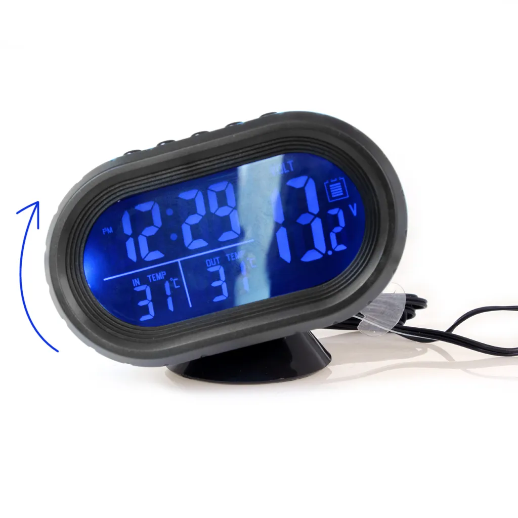 12V 24V Digital Car Auto Truck Clock Voltage Temperature Thermometer Alarm Monitor Multifunctional1661122