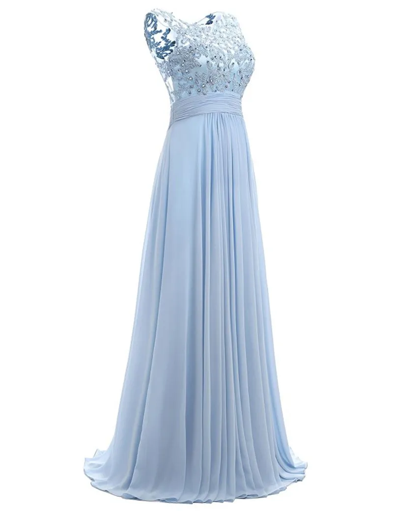 Light Sky Blue Evening Gown Cap Sleeve 2019 Robe Ceremonie Femme Long Elegant Prom Dresses Floor Length Party Gowns