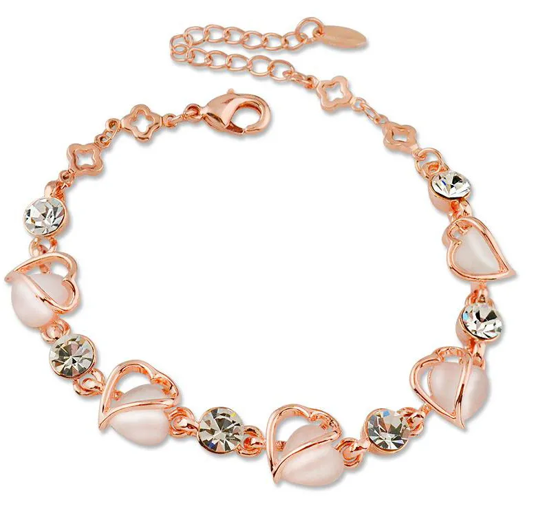 Mix Charm Pulseira Olho de Gato Pedra Preciosa Luxo Marquise Corte Cristal CZ Austríaco Banhado a Ouro Rosa Raposa Peixe Coração Jóias Pulseira Moda DHL