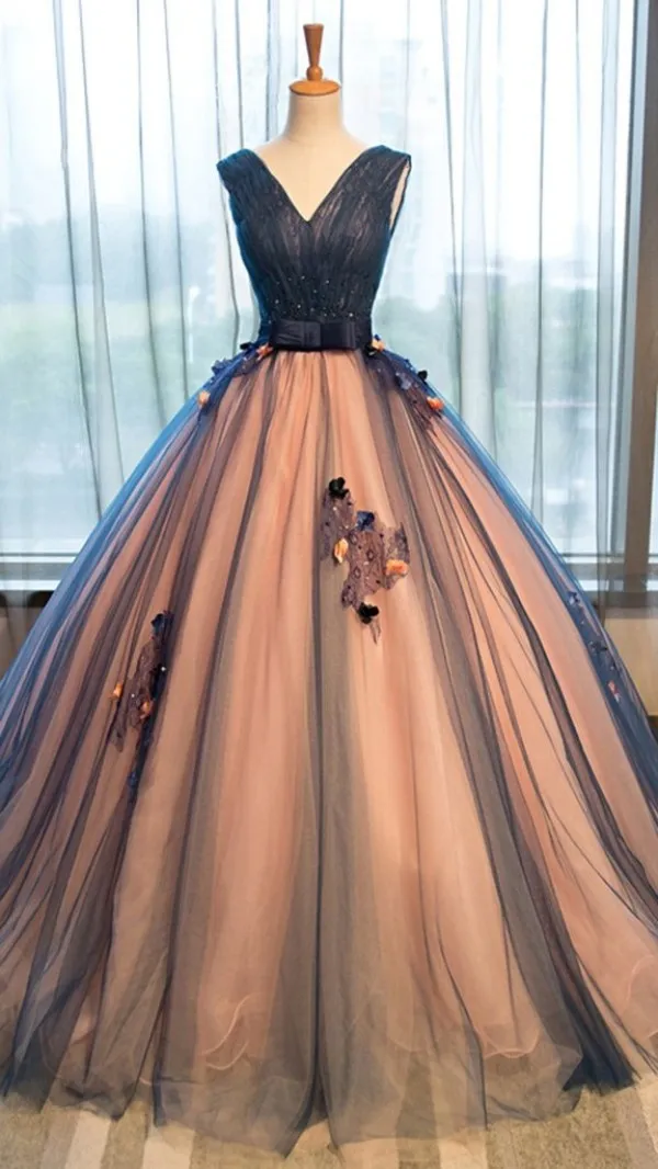 Peach and online navy blue dress