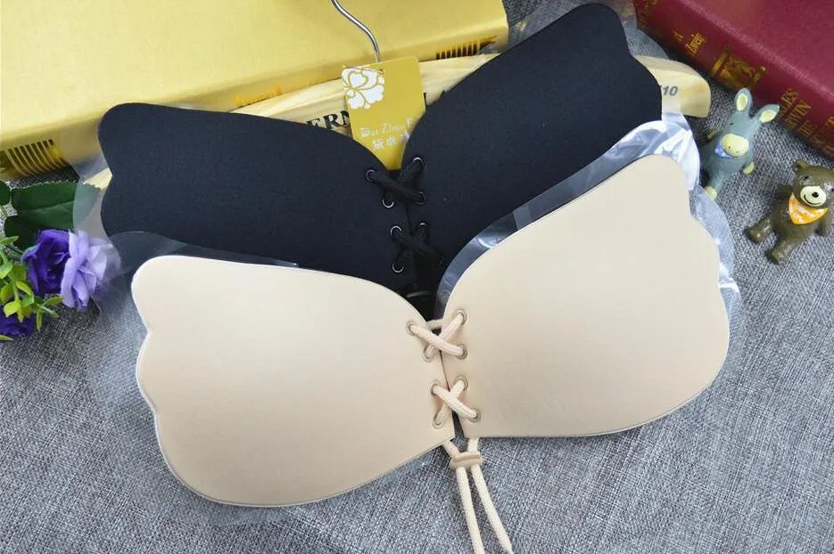 Femmes Silicone soutien-gorge tasses pour la robe dos nu Invisible Push Up Stick Sur Auto-Adhésif Front Bras Bretelles Tasse A B C D